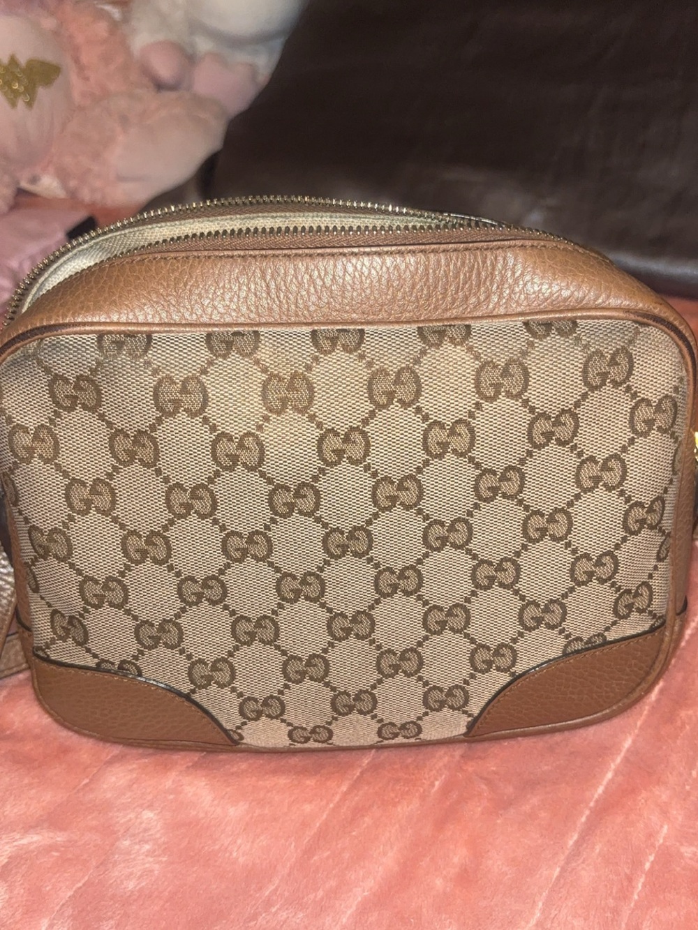 Gucci Brown/Tan GG Supreme Canvas Shoulder Pouch